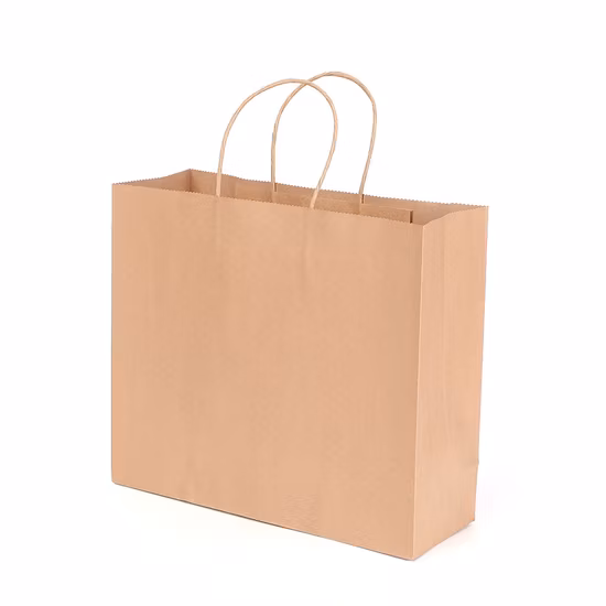 Square Bottom Biodegradable Paper Gift Shopping Bag Brown Kraft Paper Bag