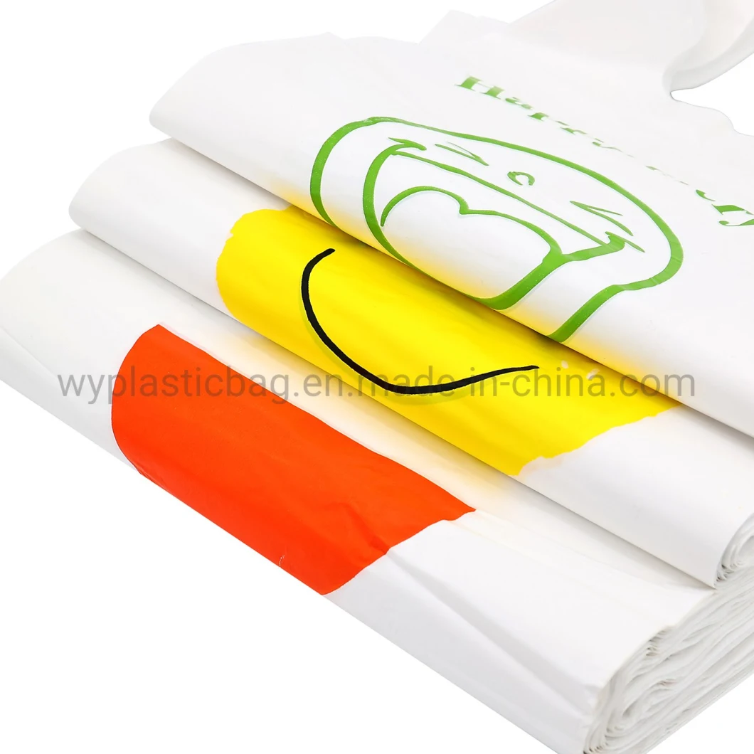 Food Grade HDPE/LDPE Printed Bags, Wholsale Plastic T-Shirt Bags, Popular Eco-Friendly Plastic Packaging Bags